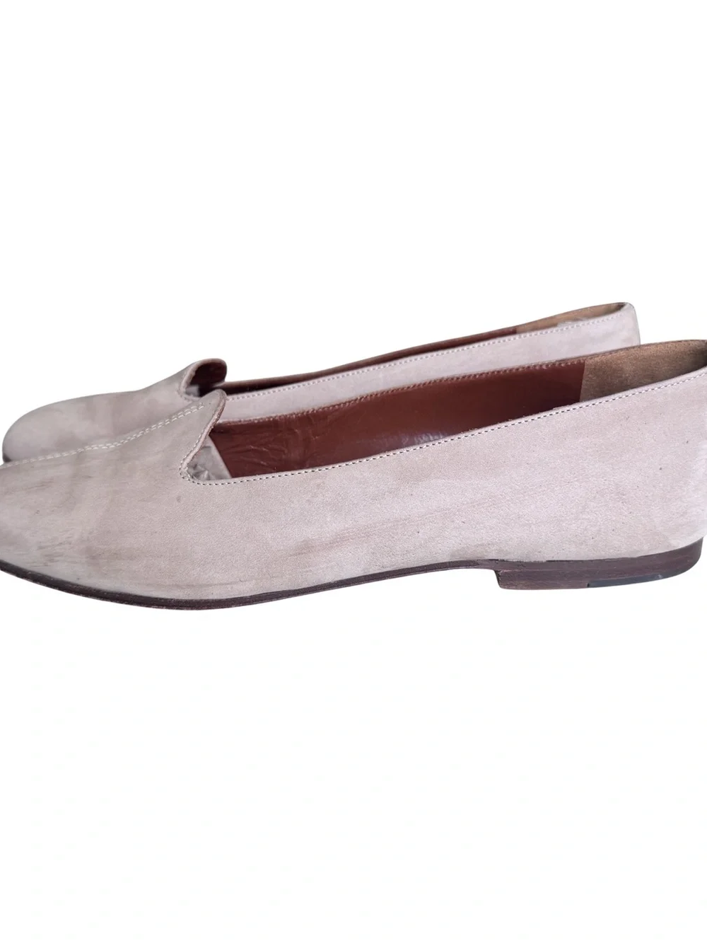 Giorgio Armani Loafers Womens EU 36 US 6 Taupe Suede Leather Flats Made Italy
